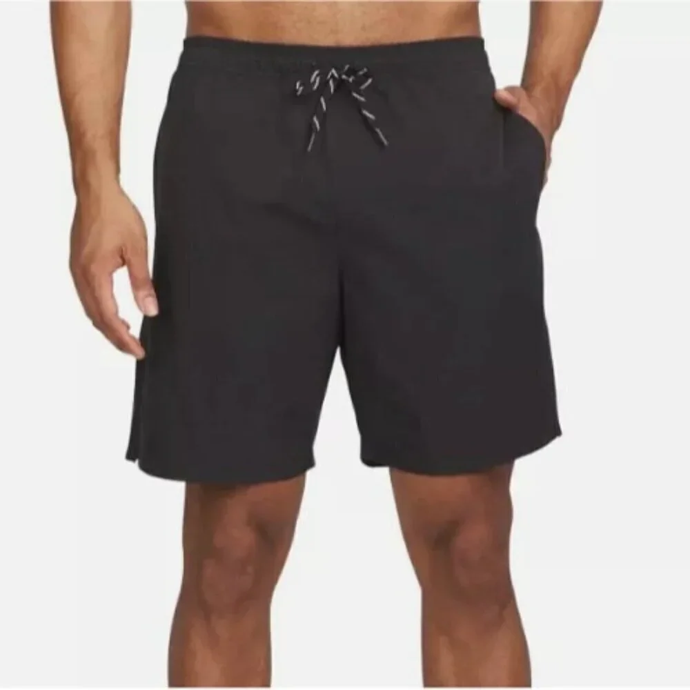 NEW Lands' End Mens M Black Swim Shorts With UPF 50 Quick Dry & Built-In Boxer